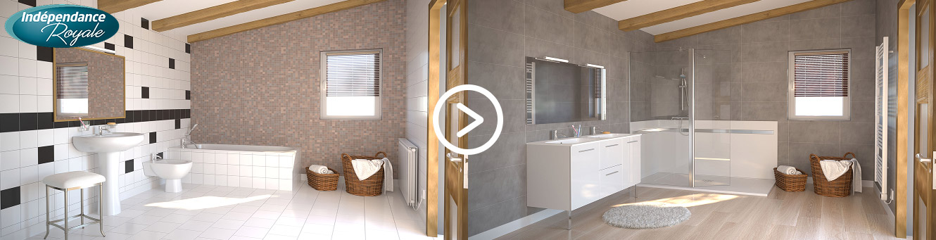 Photo avant et après la rénovation d'une salle de bain par Indépendance Royale.