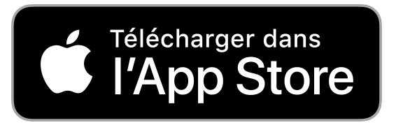 Badge noir affichant le logo "App Store" ainsi que la phrase "Télécharger dans l'App Store"