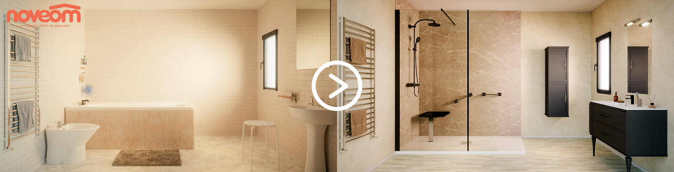 Photo avant et après la rénovation d'une salle de bain par Indépendance Royale.