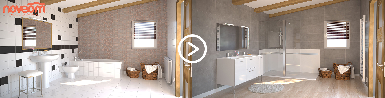 Photo avant et après la rénovation d'une salle de bain par Indépendance Royale.